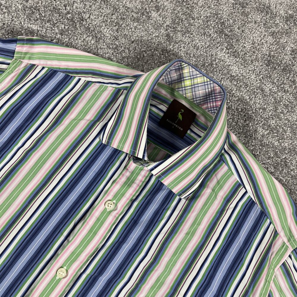 Tailorbyrd Button Up Shirt Mens Large‎ Golf Chunky Stripe Colorful Spring Preppy